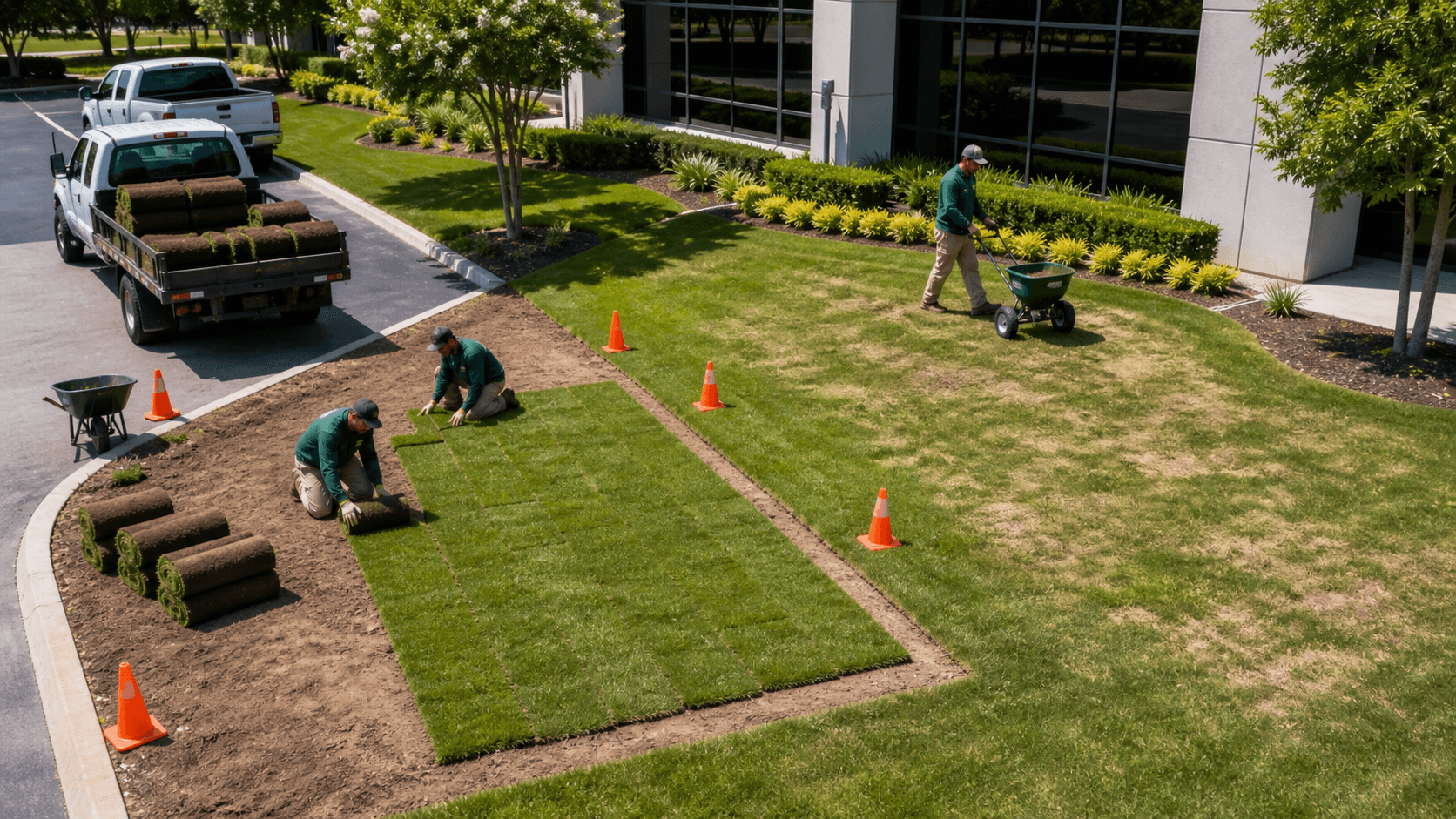 Commercial Sod Installation Contractors: Sod Repair Vs. Overseeding